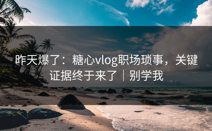 昨天爆了：糖心vlog职场琐事，关键证据终于来了｜别学我