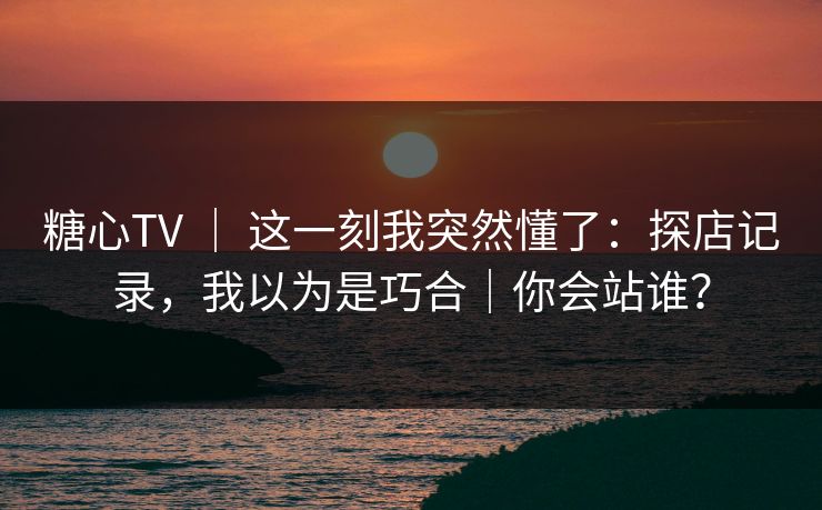 糖心TV ｜ 这一刻我突然懂了：探店记录，我以为是巧合｜你会站谁？