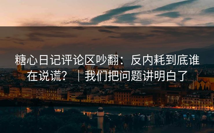 糖心日记评论区吵翻：反内耗到底谁在说谎？｜我们把问题讲明白了