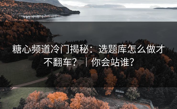 糖心频道冷门揭秘：选题库怎么做才不翻车？｜你会站谁？