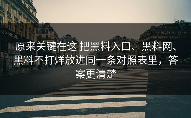 原来关键在这 把黑料入口、黑料网、黑料不打烊放进同一条对照表里，答案更清楚