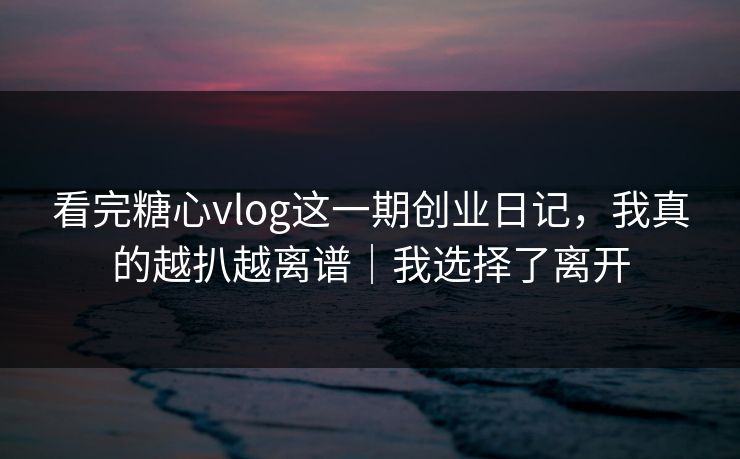 看完糖心vlog这一期创业日记，我真的越扒越离谱｜我选择了离开