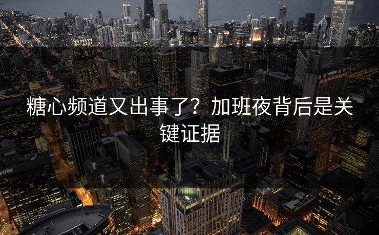 糖心频道又出事了？加班夜背后是关键证据