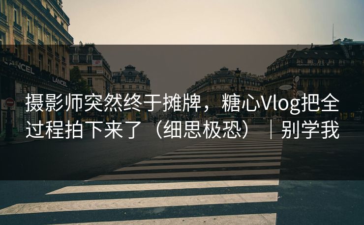 摄影师突然终于摊牌，糖心Vlog把全过程拍下来了（细思极恐）｜别学我